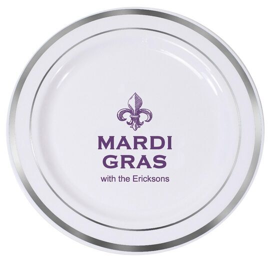 Mardi Gras Premium Banded Plastic Plates